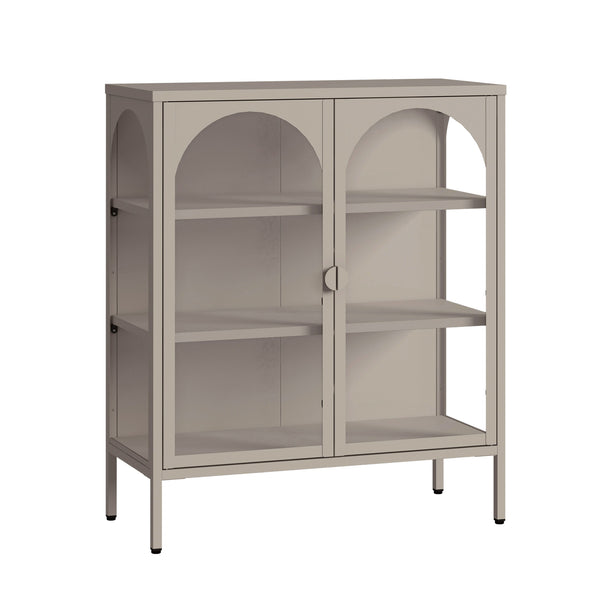 Witryna-komoda Klippestad stal 95x80x35 cm kolor wielbłądzi [en.casa]
