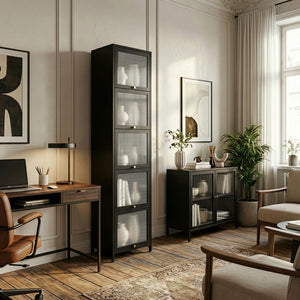Witryna Ostersund 174x40x35 cm Czarna [en.casa]