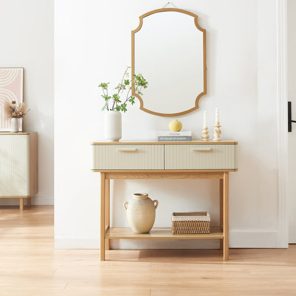 Konsolentisch Ferrersp z 2 szufladami 100x40x80 cm dąb/sandfarben [en.casa]