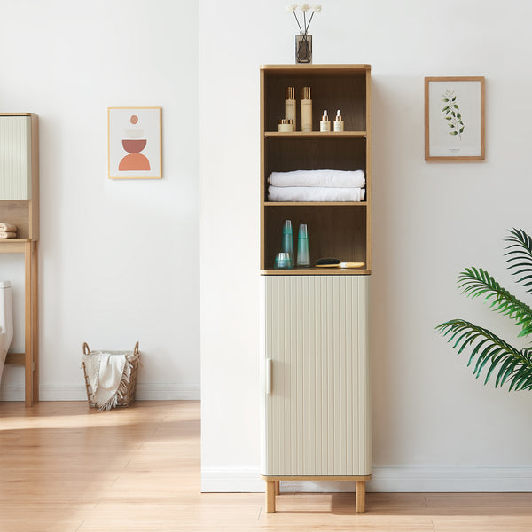 Szafka wysoka Ferrersp 160x42x35 cm dąb/kolory piaskowe [en.casa]