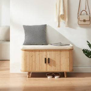 Szafka na buty z poduszką do siedzenia Tvedestrand 50x80x40 cm bambus/beżowy [en.casa]
