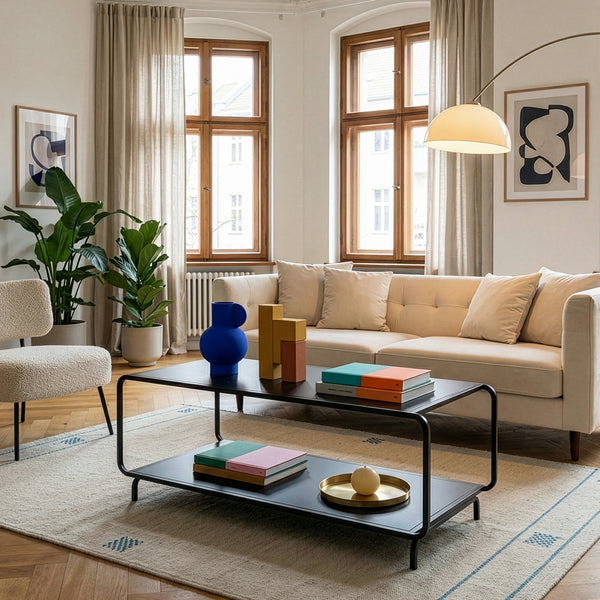 Stolik kawowy Færder 115x50x45 cm stal czarna [en.casa]