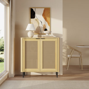 Sideboard Lukhomso 83x80x40 cm optyka dąb/optyka rattanu [en.casa]