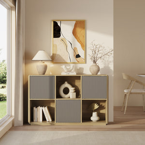 Sideboard Trömi 75x120x30 cm dąb optyka/szary [en.casa]