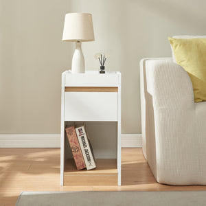 Stolik nocny Lure 55x30x35 cm biały/dąb [en.casa]