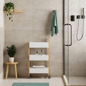 Wózek transportowy Varulta 80x41x20 cm Naturalny/Biały [en.casa]