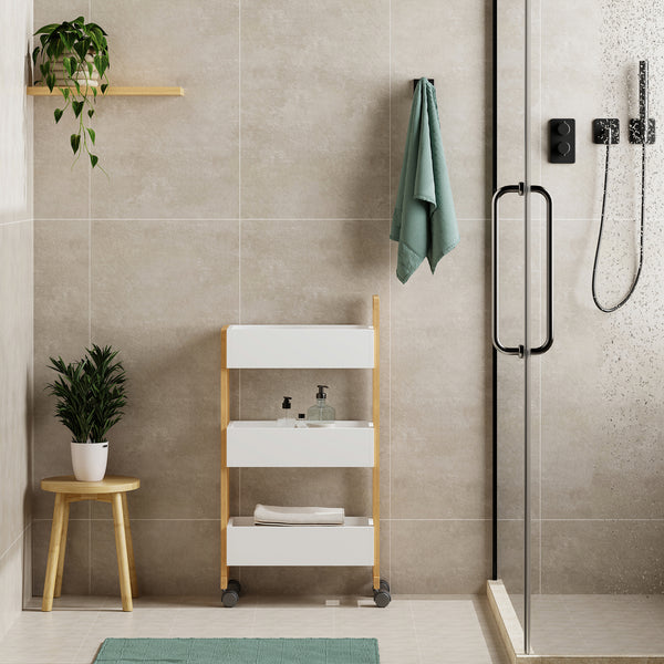 Wózek transportowy Varulta 80x41x20 cm Naturalny/Biały [en.casa]