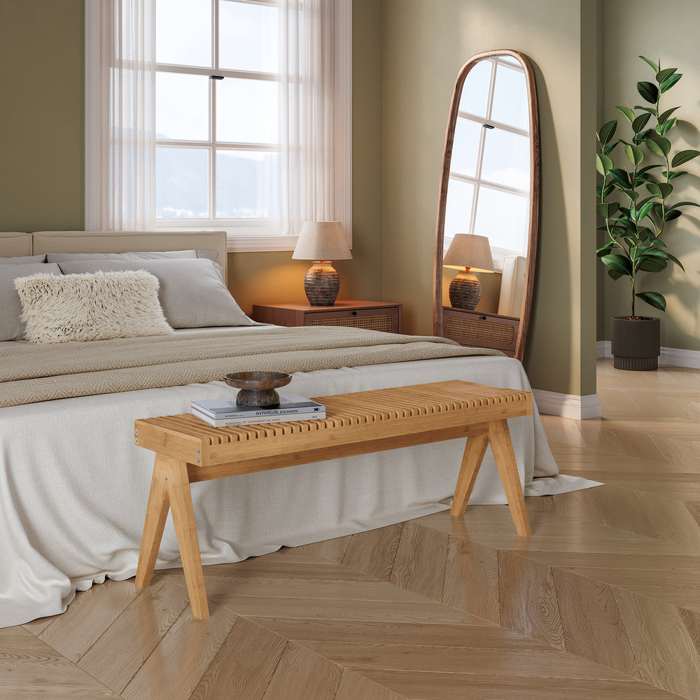 Ławka Lasdarvoo 120x35x45 cm bambus naturalny [en.casa]