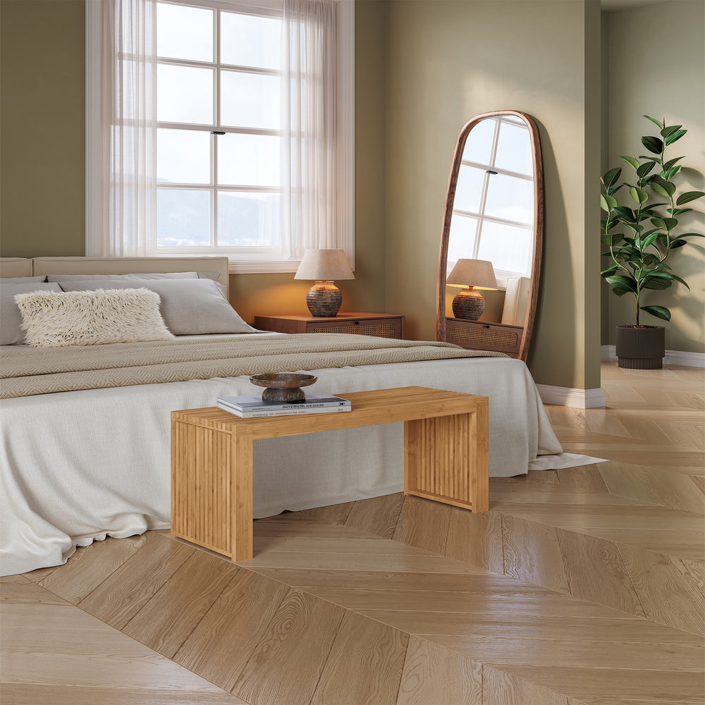 Ławka na buty Korjad 90x33x43 cm bambus [en.casa]