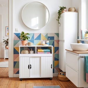 Szafka pomocnicza na kółkach Fadeskimma 72x70x20 cm Biała [en.casa]