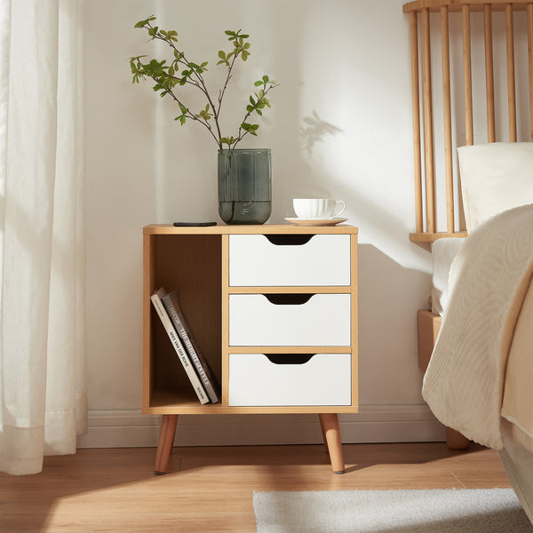 Stolik nocny Bordkak 55x48x30 cm dąb optyka/biały [en.casa]