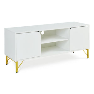 Szafka RTV Reyri 120x39x52 cm Biała/Złota [en.casa]