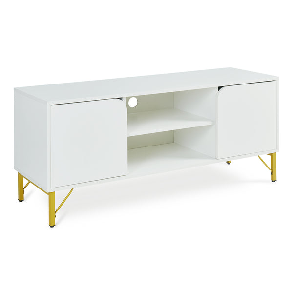 Szafka RTV Reyri 120x39x52 cm Biała/Złota [en.casa]