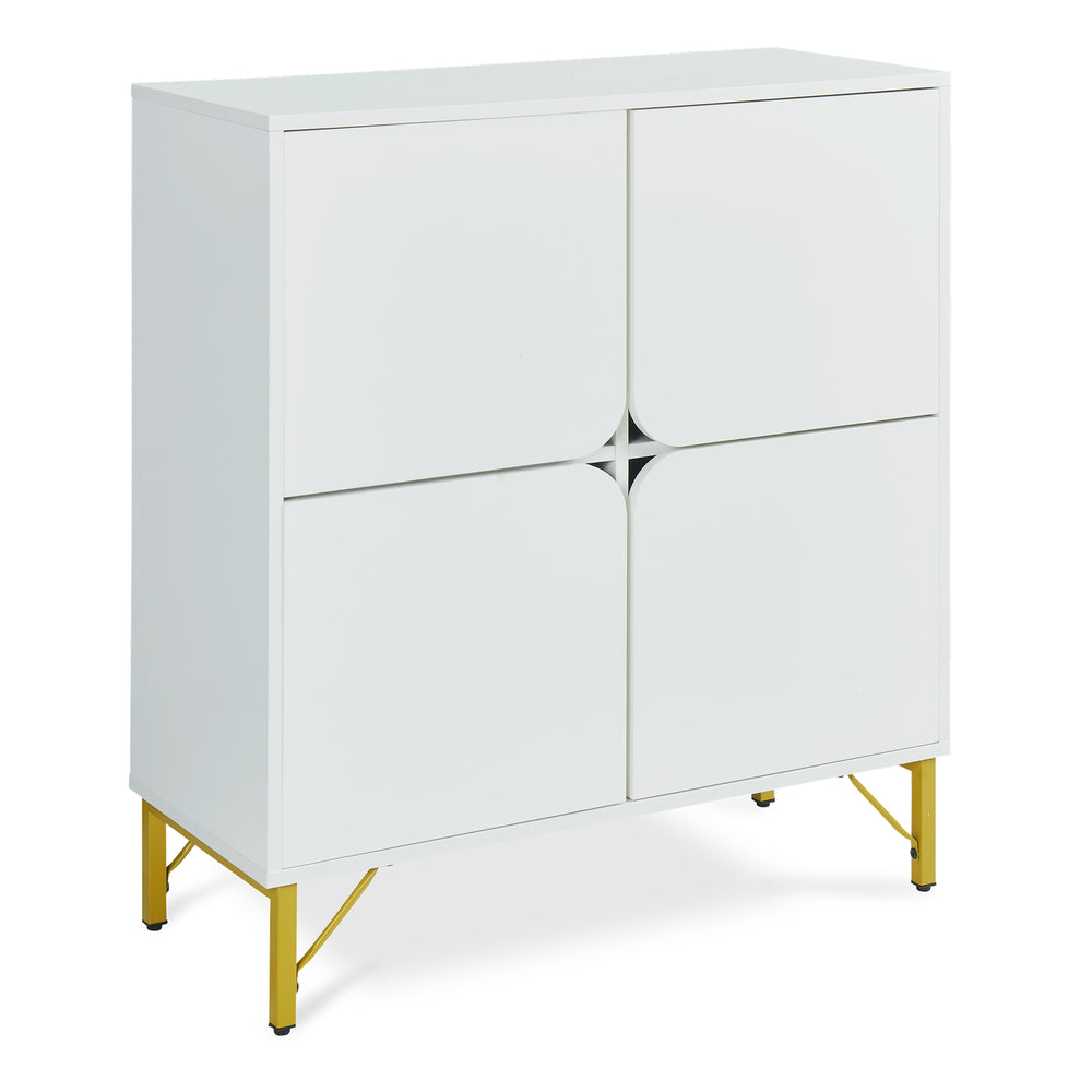 Sideboard Reyri 90x80x35 cm Biały/Złoty [en.casa]