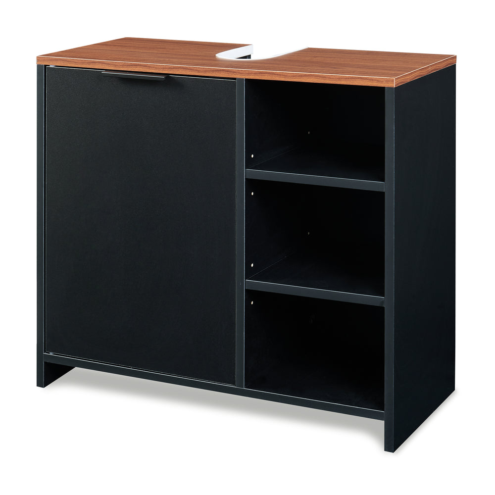 Szafka pod umywalkę Trond 60x66x30 cm Czarny/Orzechowy wygląd [en.casa]