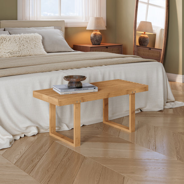 Ławka Aarela 91x41x38 cm bambus [en.casa]