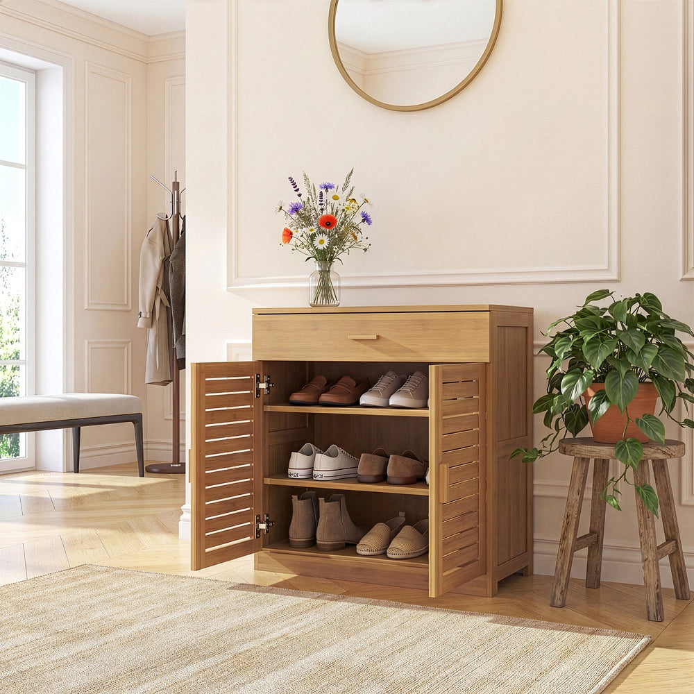 Szafka na buty Aarela 67x66x34 cm bambus [en.casa]