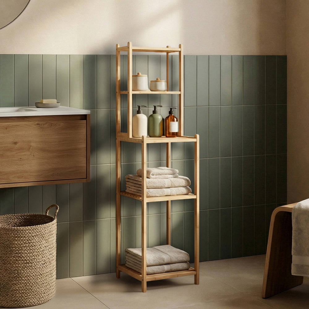 Regał łazienkowy Anun 128x30x30 cm bambus naturalny [en.casa]