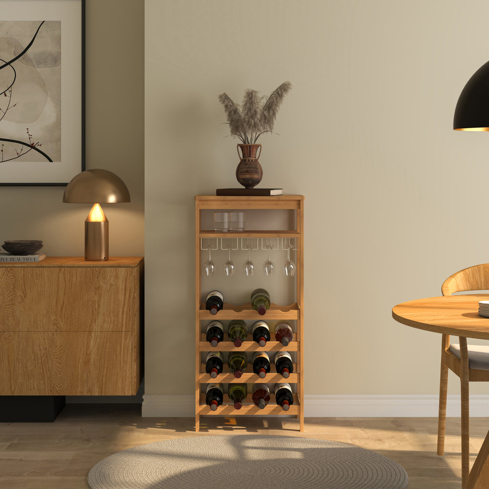 Regał na wino Fillby 100x47x29 cm bambus naturalny [en.casa]