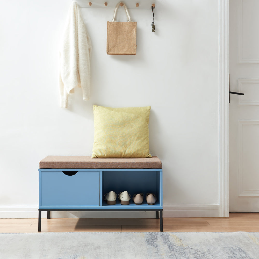 Ławka na buty Colwyn 80x40x45 cm Niebieska [en.casa]