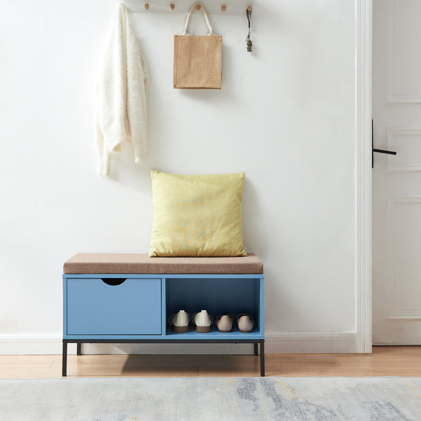 Ławka na buty Colwyn 80x40x45 cm Niebieska [en.casa]