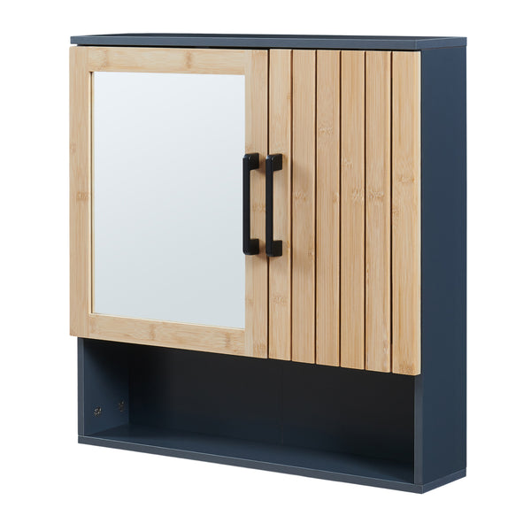 Szafka z lustrem Svanes 58x56x13 cm Ciemnoszary/Naturalny [en.casa]