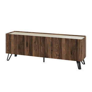 Szafka RTV Trorlon 160x40x55 cm w optyce orzecha/trawertynu [en.casa]