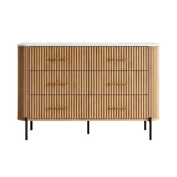 Komoda Kokunse z 6 szufladami 120x42x78 cm w optyce dębu [en.casa]