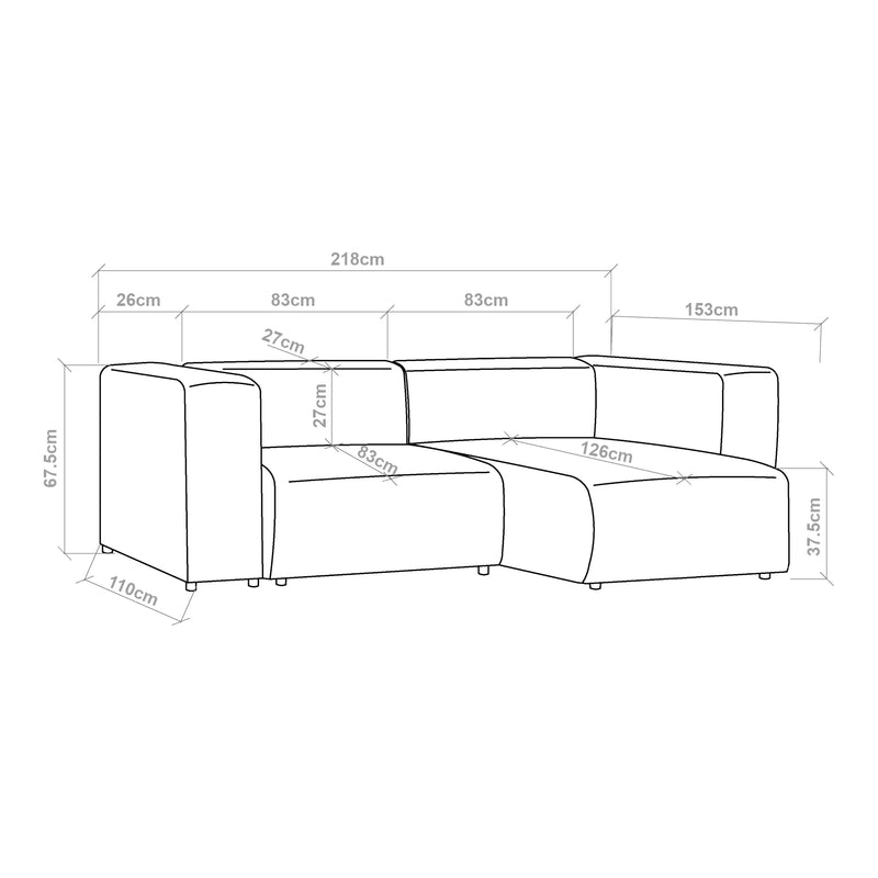 Szkic wymiarowy Sofa Suldal [en.casa]