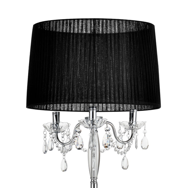 [lux.pro]® Lampa stojąca - Noble Black 3 x E 14 - 40W - czarna/chrom