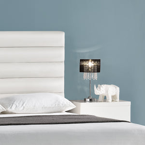 Lampa stołowa czarna [40 cm x Ø20 cm] Lampa stołowa tekstylna kryształowa [lux.pro]