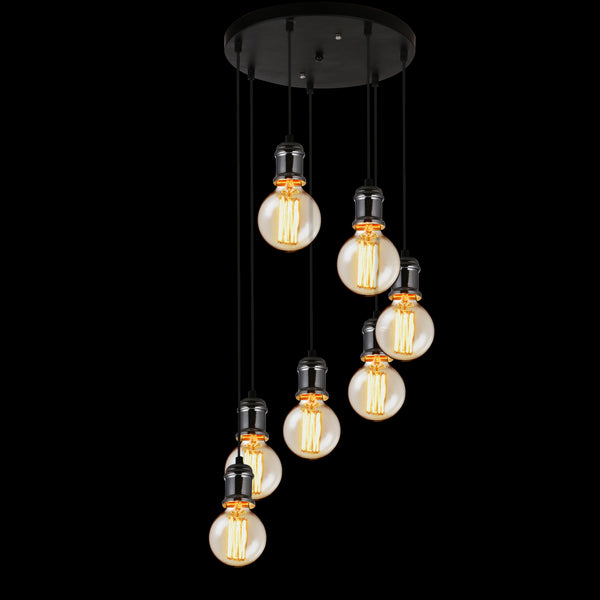 [lux.pro]® Lampa wisząca sufitowa - czarno-srebrna (7 x E27)