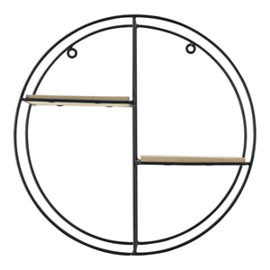 Półka ścienna Lily 35x12x35 cm, design okrągły, z 2 półkami, czarna en.casa