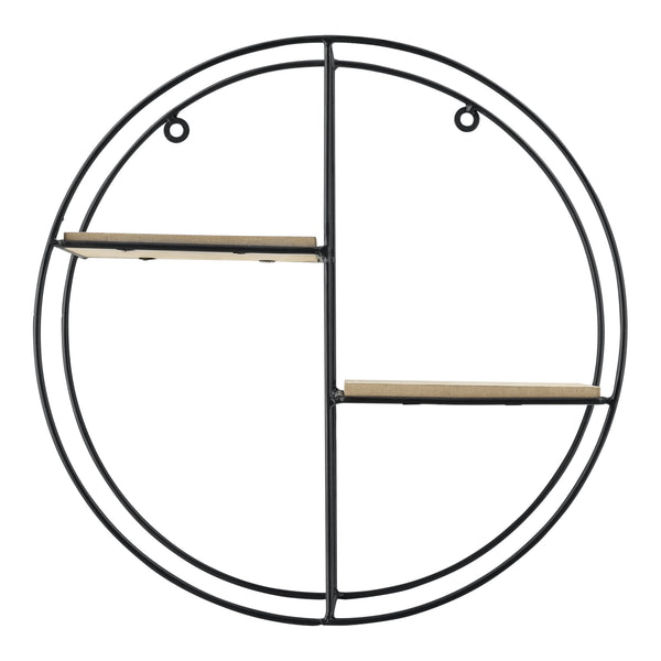 Półka ścienna Lily 35x12x35 cm, design okrągły, z 2 półkami, czarna en.casa