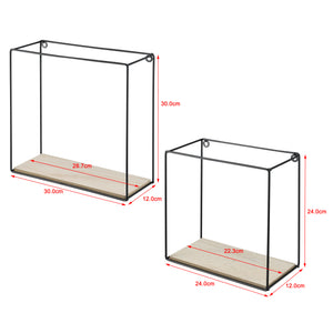 Półka ścienna Eden 30x12x30 cm / 24x12x24 cm 2-częściowa Półki Czarna en.casa