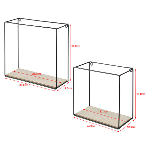 Półka ścienna Eden 30x12x30 cm / 24x12x24 cm 2-częściowa Półki Czarna en.casa
