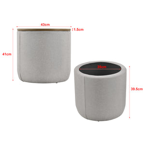 Stolik boczny Napier z miejscem do przechowywania okrągły szary/drewno kolory en.casa