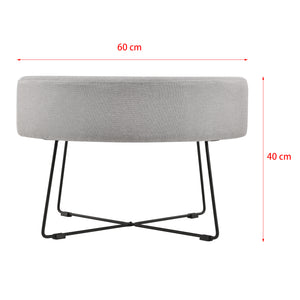 Stolik kawowy Nelson Ø 60 cm tapicerka szary/czarny en.casa