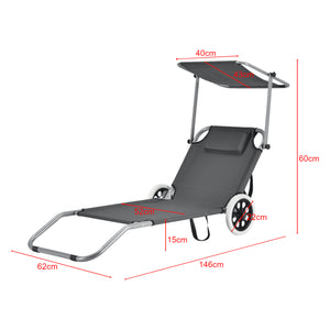 Leżak Falun z daszkiem i kółkami antracytowo-szary casa.pro