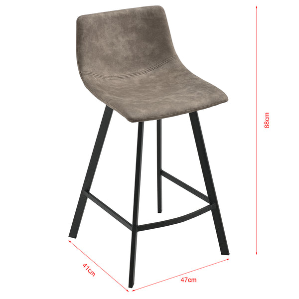 Zestaw 2 stołków barowych Edinburgh z metalowymi nogami imitacja zamszu tapicerowane ciemnoszare en.casa