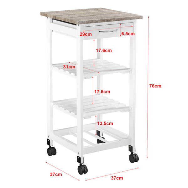 Wózek do serwowania Biel 76x37x37 cm Wózek z szufladą MDF drewno kolory/biały en.casa