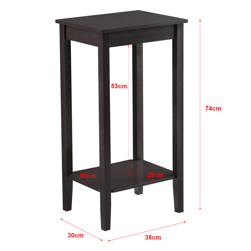 Szkic wymiarowy Stolik boczny Thun 74x38x30 cm MDF w kolorze kawy en.casa