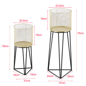 Stojak na doniczkę Menen 2-częściowy czarno-złoty en.casa