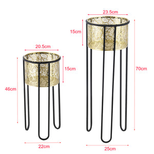 Stojak na doniczkę Modave 2-częściowy czarno-złoty en.casa