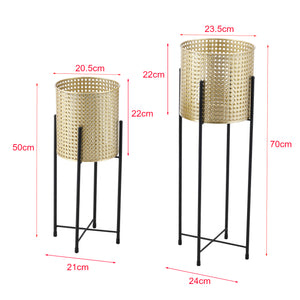 Stojak na doniczkę Mol 2-częściowy czarno-złoty en.casa
