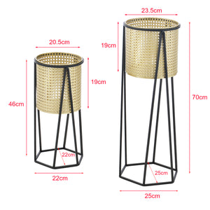 Stojak na doniczkę Musson 2-częściowy czarno-złoty en.casa