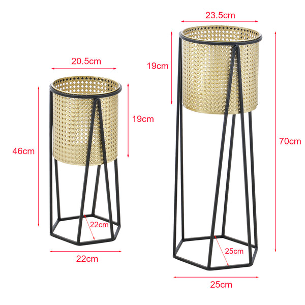 Stojak na doniczkę Musson 2-częściowy czarno-złoty en.casa