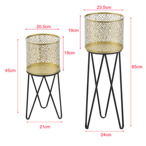 Stojak na doniczkę Marchin 2-częściowy czarno-złoty en.casa