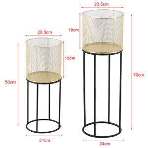 Stojak na doniczkę Manhay 2-częściowy czarno-złoty en.casa