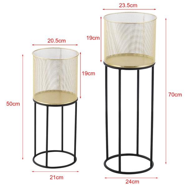 Stojak na doniczkę Manhay 2-częściowy czarno-złoty en.casa